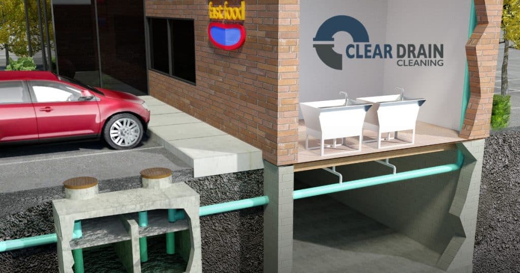 Image of restaurant showing drain system to grease trap