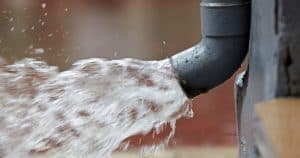 Water flowing out of downspout